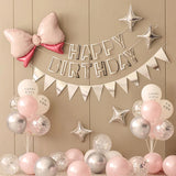 Obbty 36PCS Pink and Silver Simple Birthday Balloon Party Decorative Set