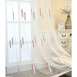 Obbty Ear of Wheat/Twin Leaves Voile Transparent Embroidered Curtains,Modern Simple Decorative Curtain(Yellow/Blue/Pink/Gray)