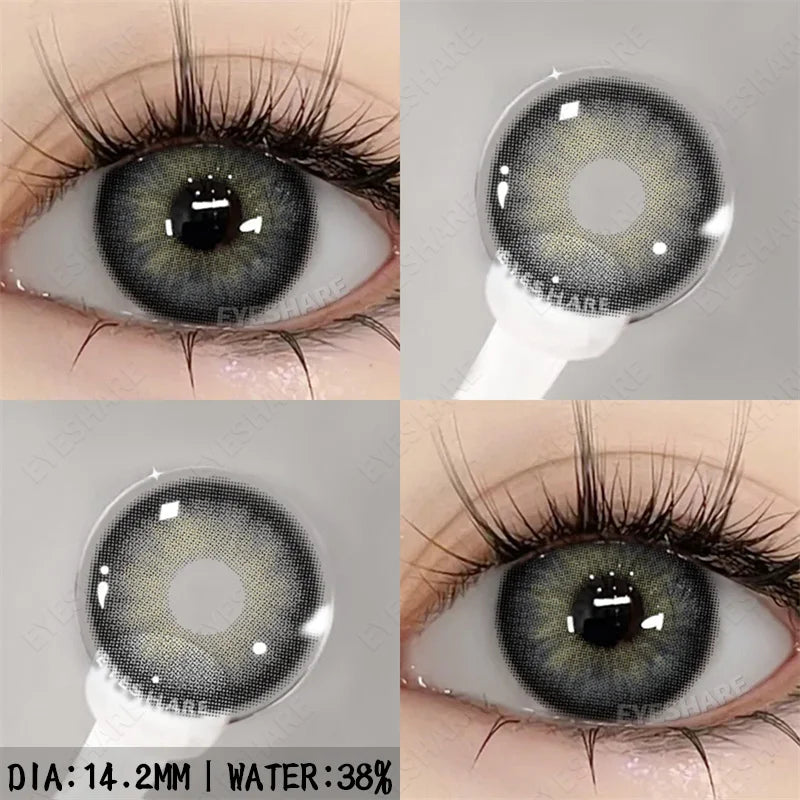 Obbty 1pair Color Contact Lenses for Eyes Natural Eye Lens Blue Eye Lenses Brown Lenses Gray Pupils Yearly Cosmetic Contacts