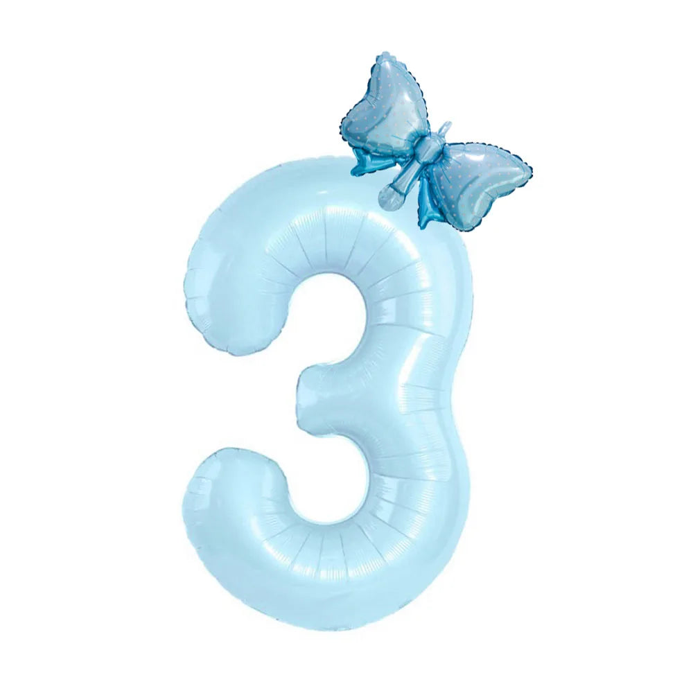 Obbty 40inch Pastel Light Blue Pink Foil Number Balloon With Crown 1 2 3 4 5 6 Boy Girl Birthday Party Baby Shower Wedding Decoration