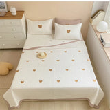 Obbty High Grade 100% Cotton Double Bedspread Set Little Bear Embroidery Coverlet Quilted Bed Spread Pillowcases Bed Cover Coverlets