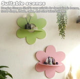 Obbty Flower Shape Wall Storage Holder Wooden Wall Art Wall Decoration Floating Plant Shelf For Bathroom Home Room Decor Gift Bedroom