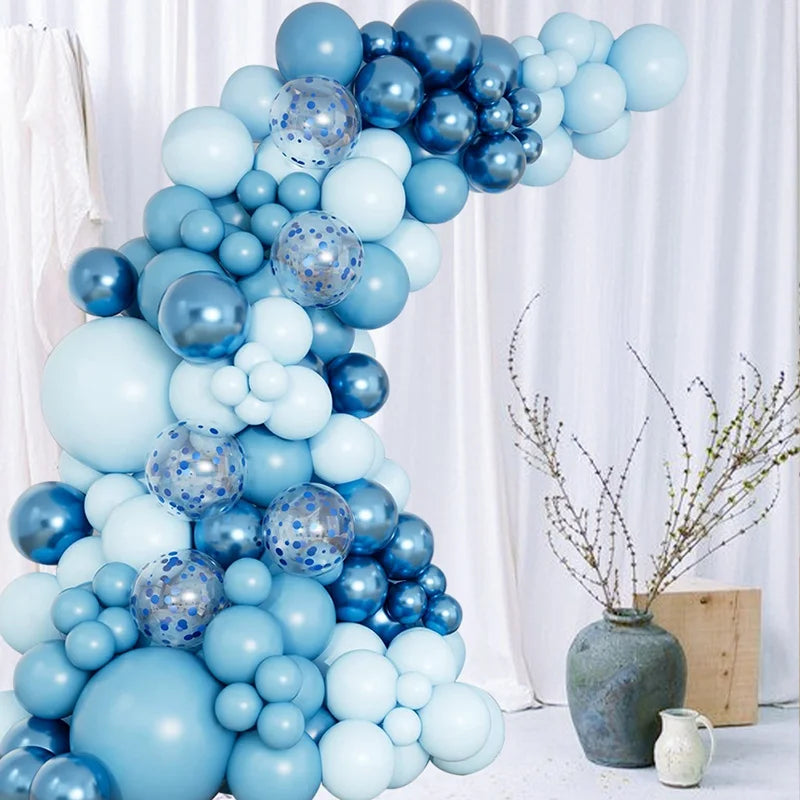 Obbty 109pcs Blue Balloon Garland Arch Kit Birthday Party Decoration Kids Baby Shower Boy Girl Latex Ballon Wedding Birthday Suppiles