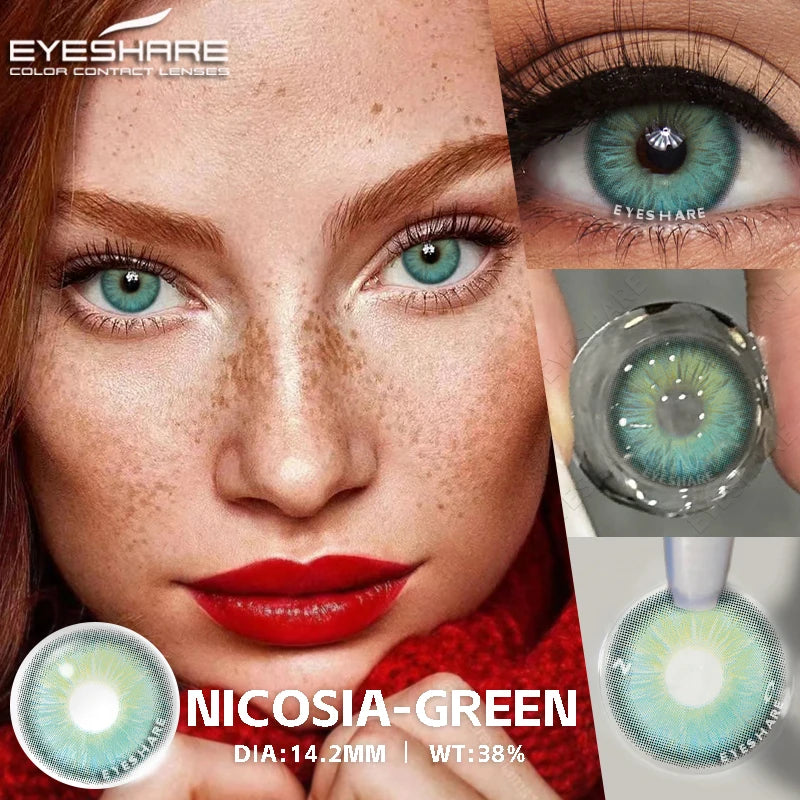 Obbty 1pair Natural Color Contact Lenses for Eyes Fashion Blue Lenses Gray Pupils Brown Lenses Yearly Cosmetic Green Contacts