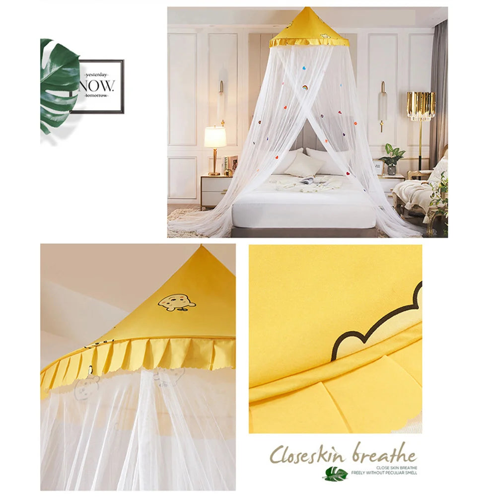 Obbty Bed Canopy,Cute Princess Bed Curtain Net,Round Hanging Mosquito Net for Children's/Baby/Girl Bed,Quick Easy Installation