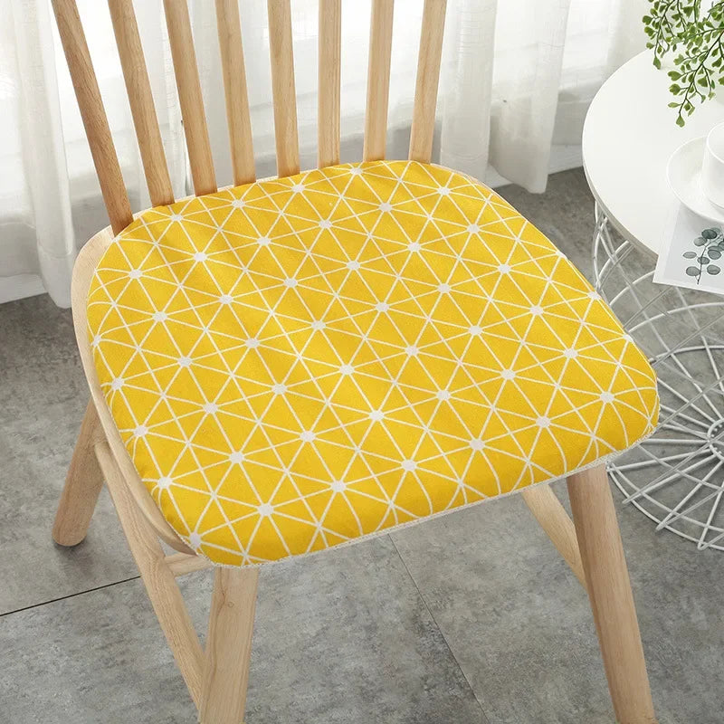 Obbty Nordic Print Sponge Dining Chair Cushion Cotton Hemp Non-Slip Dining Decor Chair Cushions Comfor Office Living Stool Cushion