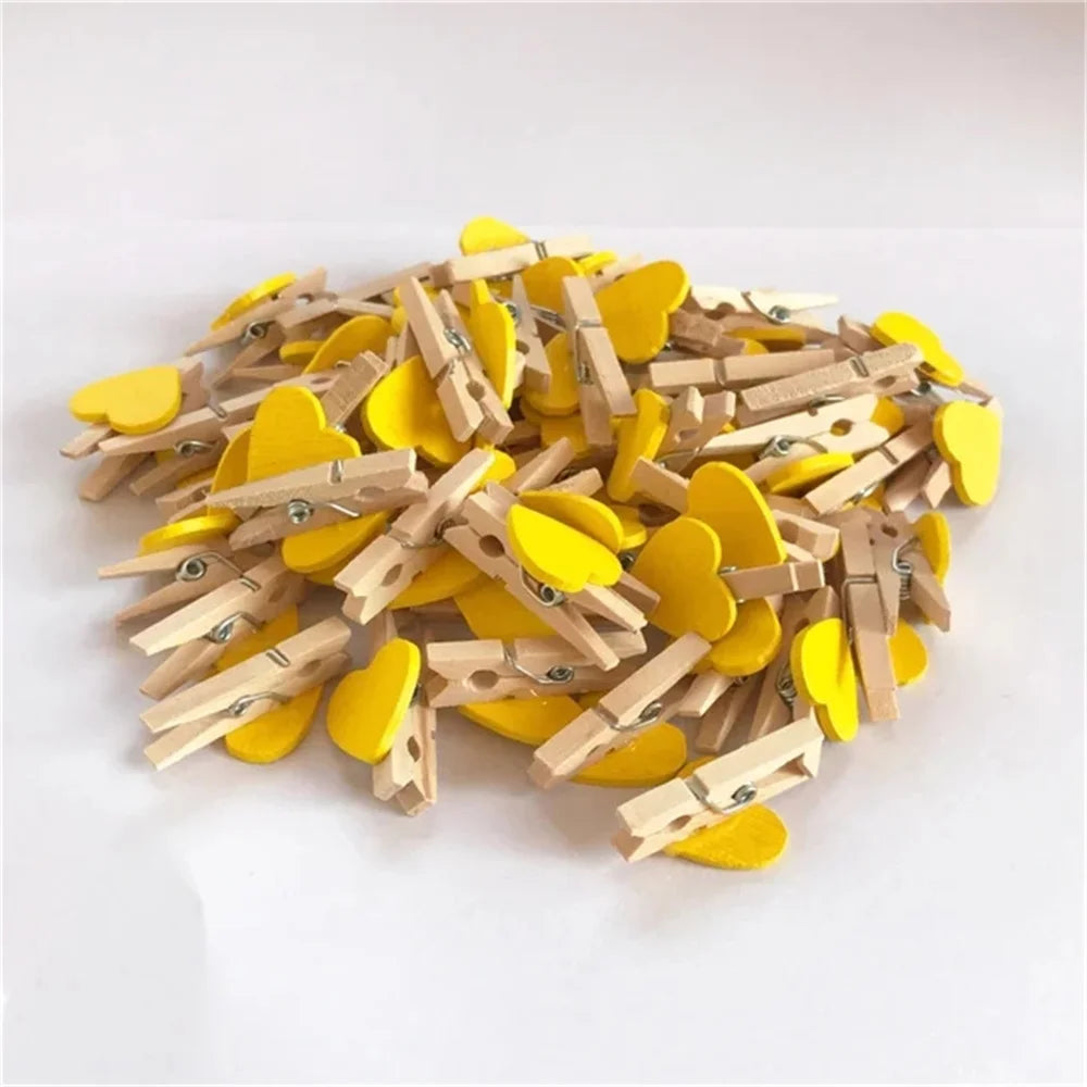 Obbty New 50Pcs/Set Wooden Clips Love Heart Pegs Clothespin DIY Cute Wedding Decoration Craft Pegs Clothespin