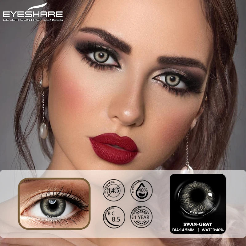 Obbty EYESHARE 2pcs Colored Contact Lenses For Eyes Natural Grey Contact Lens Color Lenses Yearly Beauty Exclusive Contact Lens Eye