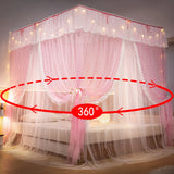 Obbty Floor Mosquito Net Square tent Princess Court Mosquito Net Bed tent canopy lace Pink baby girl bedding decoration