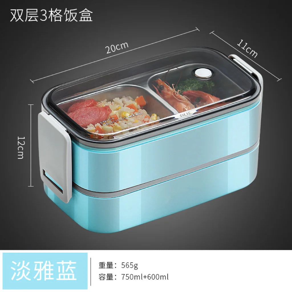 Obbty 304 stainless steel lunch box for Adults Kids School Office 1/2 Layers Microwavable portable Grids bento Food Storage Containers