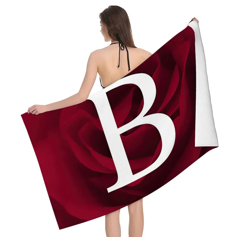 Obbty Home Bath Towels for the Body Towels Bathroom Letters and Flower Quick Drying Microfiber Beach Towel Man and Women Large Sports