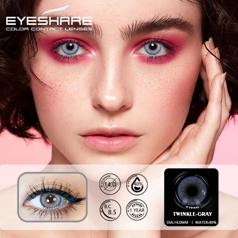 Obbty EYESHARE 2pcs Colored Contact Lenses For Eyes Natural Grey Contact Lens Color Lenses Yearly Beauty Exclusive Contact Lens Eye