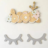 Obbty 1 Pair Nordic Style Cute Wooden 3D Eyelash Wall Sticker Decor Children Kids Baby Room Background Wall Sticker Home Decoration