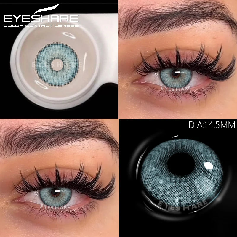 Obbty  1Pair Fashion Colored Contact Lenses New Gray Lenses Blue Eye Contacts Cosmetic Green Eye Lenses Yearly Color Eye Lens