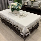 Obbty Rectangle Tablecloth Luxury Embroidery Lace Table Cover Flower Elegant Hollow Out Table Cloth Towels Dining table decoration