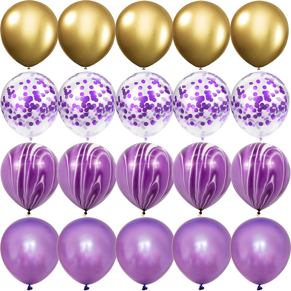 Obbty Purple Golden matte Balloons Silver Confetti Balloon Wedding Valentine's Day Baby Shower Birthday Party Decorations