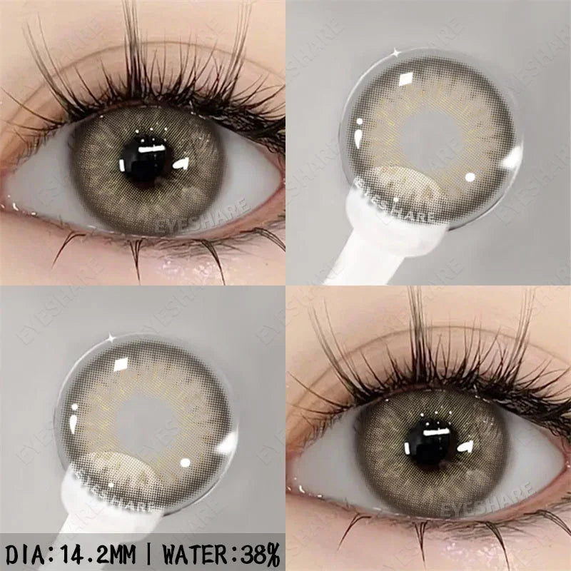 Obbty 2pcs Myopia Color Contact Lenses for Eyes Gray Pupils with Diopters Blue Eye Lenses Brown Natural Lenses Green Eye Lens