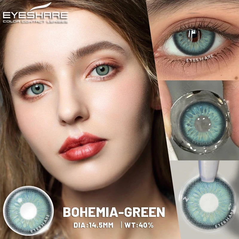 Obbty  1pair Natural Colored Contact Lenses Gray Color Contacts for Eyes Fashion Blue Eyes Contact Yearly Brown Eye Contacts