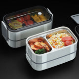 Obbty 304 stainless steel lunch box for Adults Kids School Office 1/2 Layers Microwavable portable Grids bento Food Storage Containers