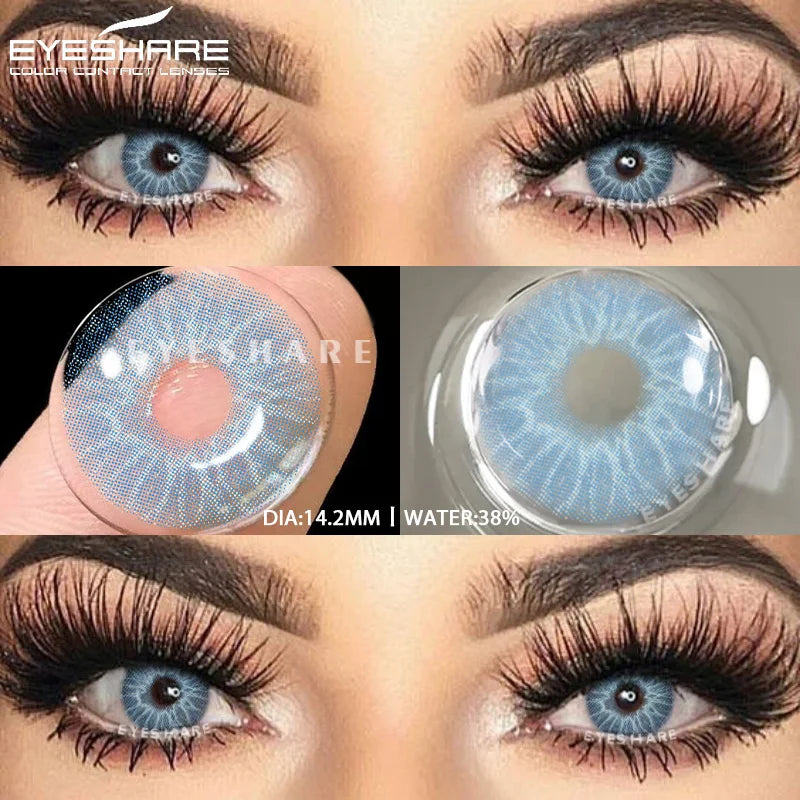 Obbty 1Pair Color Contact Lenses for Eyes Brown Natural Colored Pupils Gray Eye Lens Blue Contacts Beautiful Pupils Yearly