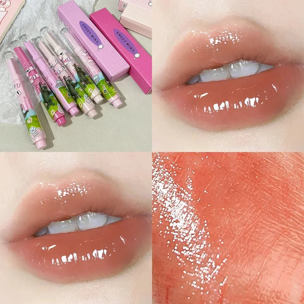 Obbty Water Light Mirror Lipstick Pen Glitter Lip Tint Long Lasting Moisturising Love Heart Shape Solid Lip Gloss Lip Makeup Cosmetics