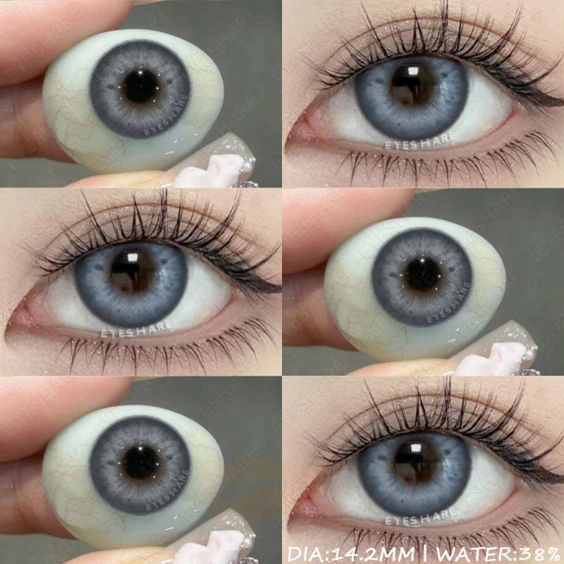 Obbty Natural Colored Contact Lenses for Eyes 1Pair Green Eye Lenses Blue Eye Contacts Brown Lenses Yearly Korean Gray Pupils