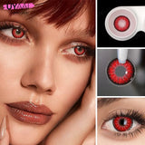 Obbty 1Pair Color Contact Lenses For Eyes Red Set Yearly Lenses Cosplay Anime Beauty Makeup halloween Contact Lenses New Year