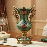 Obbty 30CM European Resin Vase Stereoscopic Dried Fowers Arrangement Wobble Plate Living Room Entrance Ornaments Home Decorations