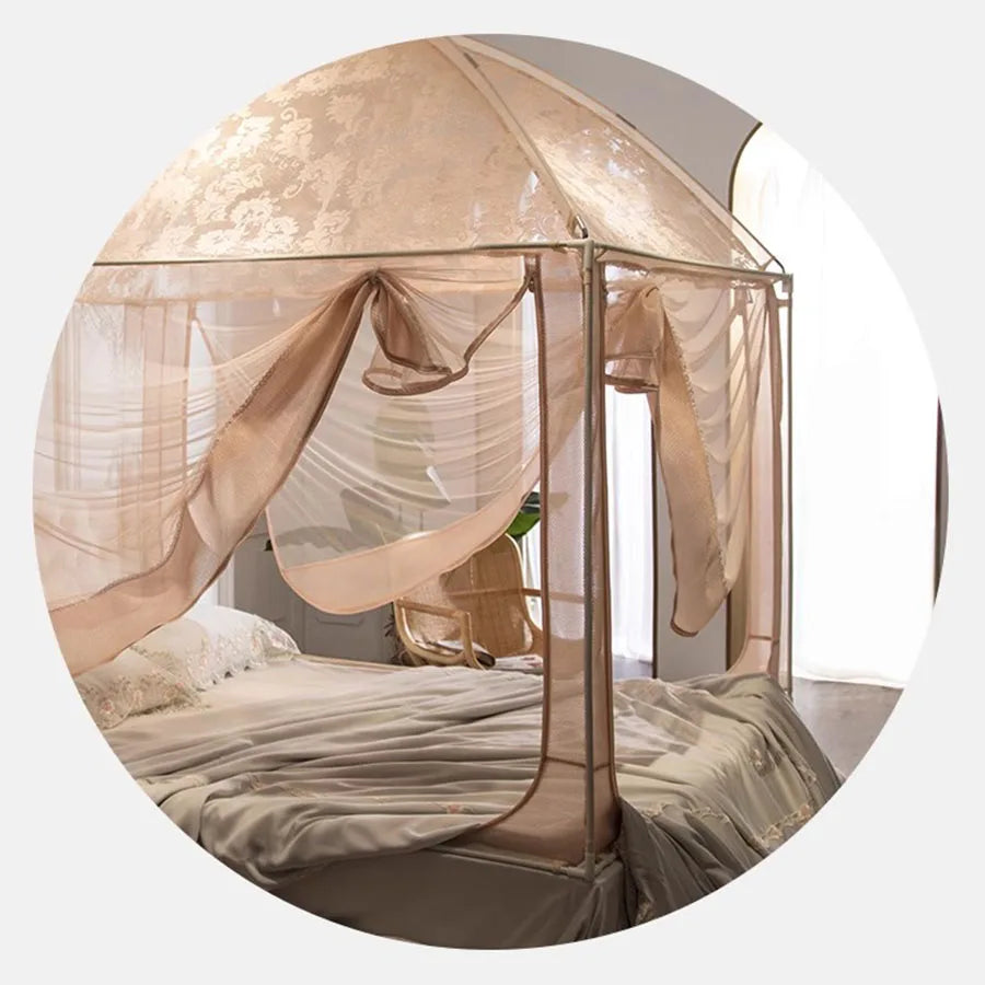 Obbty Foldable Mosquito Net Bed Stand Princess Mesh Lightweight Mosquito Net Nail Proof French Door Girls Bedroom Zanzariere Bed Tent