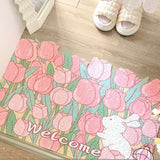 Obbty Welcome Rabbit Entrance Doormat Anti-slip PVC Floor Mats Croppable Entry Porch Hallway Entryway Home Decor Dust Removal Carpet