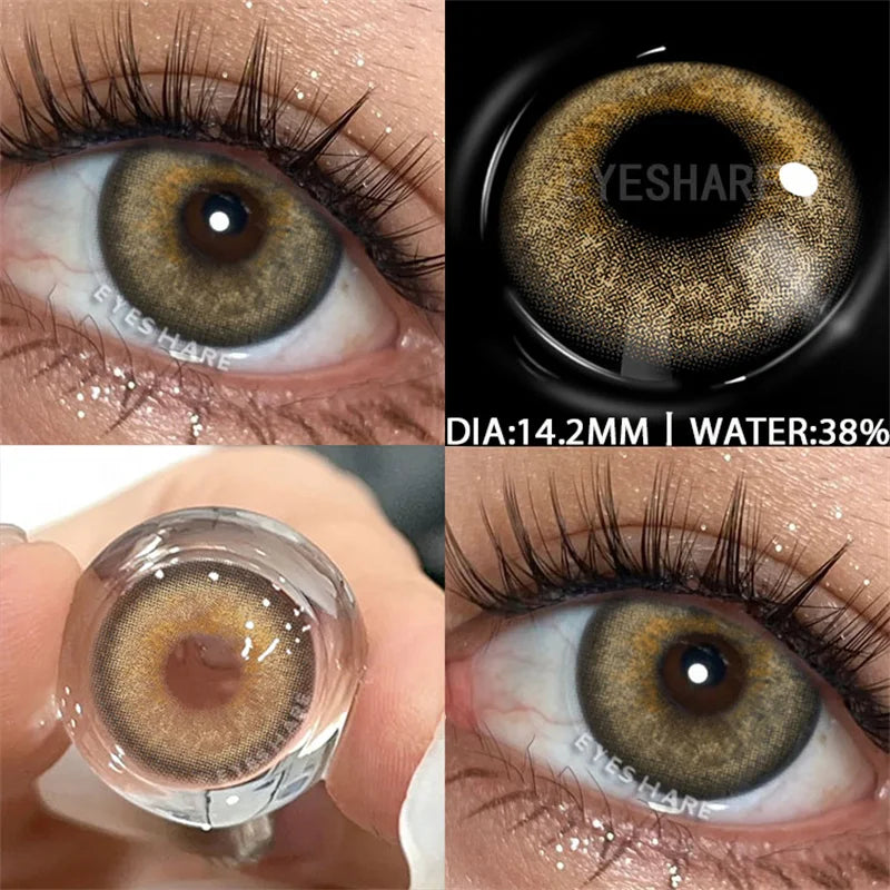 Obbty Color Contact Lenses for Eyes 1Pair Korean Fashion Lenses Y2k Colorcon Costmetics Brown Lenses Gray Lens Green Contacts