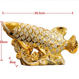 Obbty European Wedding Decor Crafts Ceramic Creative Room Decoration Handicraft Gold Arowana Porcelain Figurines Feng Shui Decorations