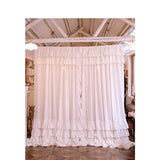 Obbty White Curtain with Valance for Living Room, 100% Cotton, Ruffles Rod, Pocket Cupcake Layers, Cortina Drapes for Girl's Bedroom