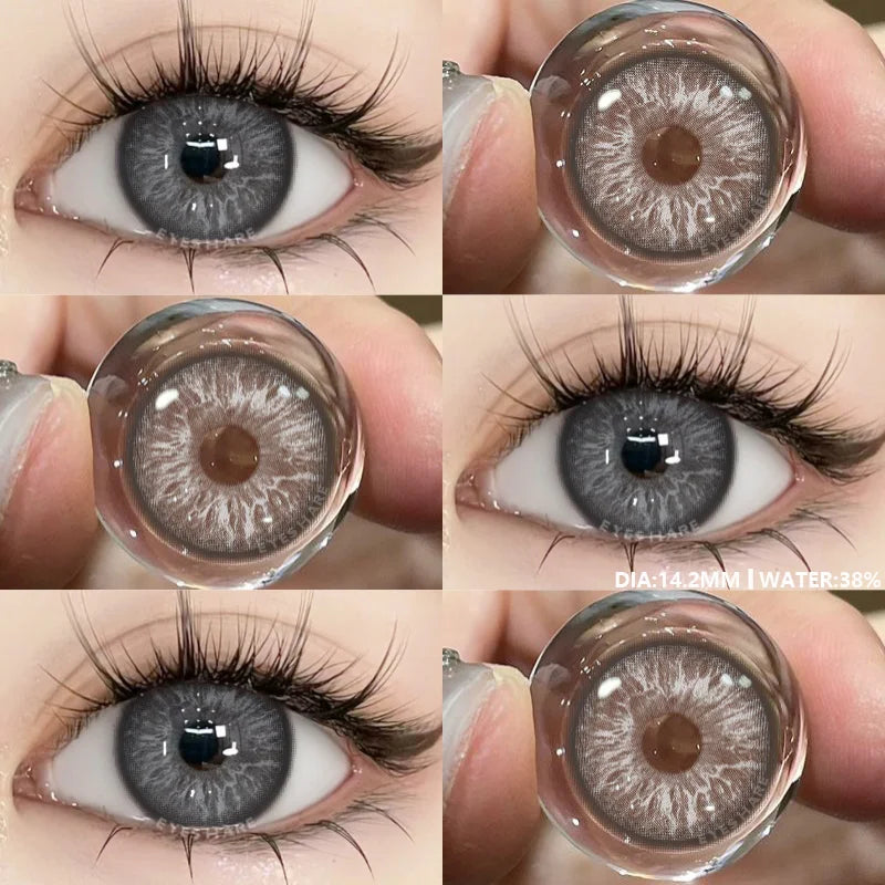 Obbty 1Pair Colored Contact Lenses for Eyes Natural Brown Eye Lenses Gray Pupils Blue Eye Soft Lenses Yearly Green Contacts