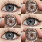 Obbty 1Pair Colored Contact Lenses for Eyes Natural Brown Eye Lenses Gray Pupils Blue Eye Soft Lenses Yearly Green Contacts