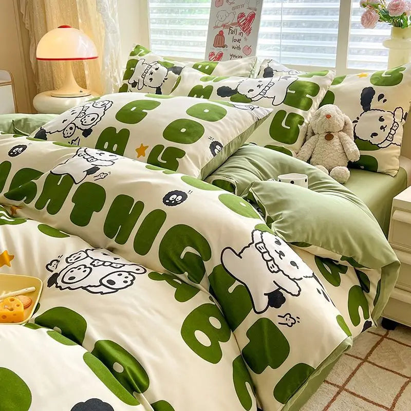 Obbty Rural Style Bedding Set Fresh Floral Four Piece Set  Girl Heart  Double-layer Gauze   New Meeting Duvet Cover