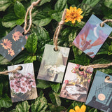 Obbty 100 pcs Spring summer autumn winter Kraft Paper Mini Greeting Card INS flower Postcard Letter Envelope Decoration LOMO Cards