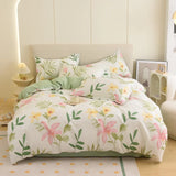 Obbty New Floral King Size Bedding Set 100% Cotton Grade A Skin Friendly Queen Duvet Cover Set with Bed Sheets Quilt Cover Pillowcase