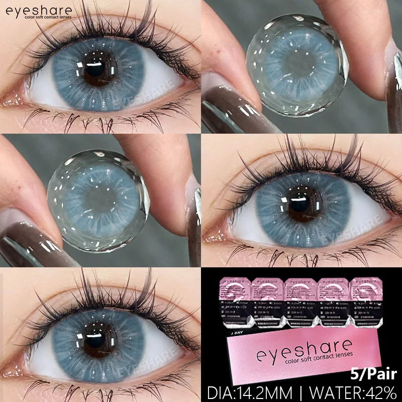 Obbty 1 Day Lens Color Contact Lenses for Eyes 5 Pairs Daily Lens 42% High Water Content Comfortable to Wear Daily Disposable