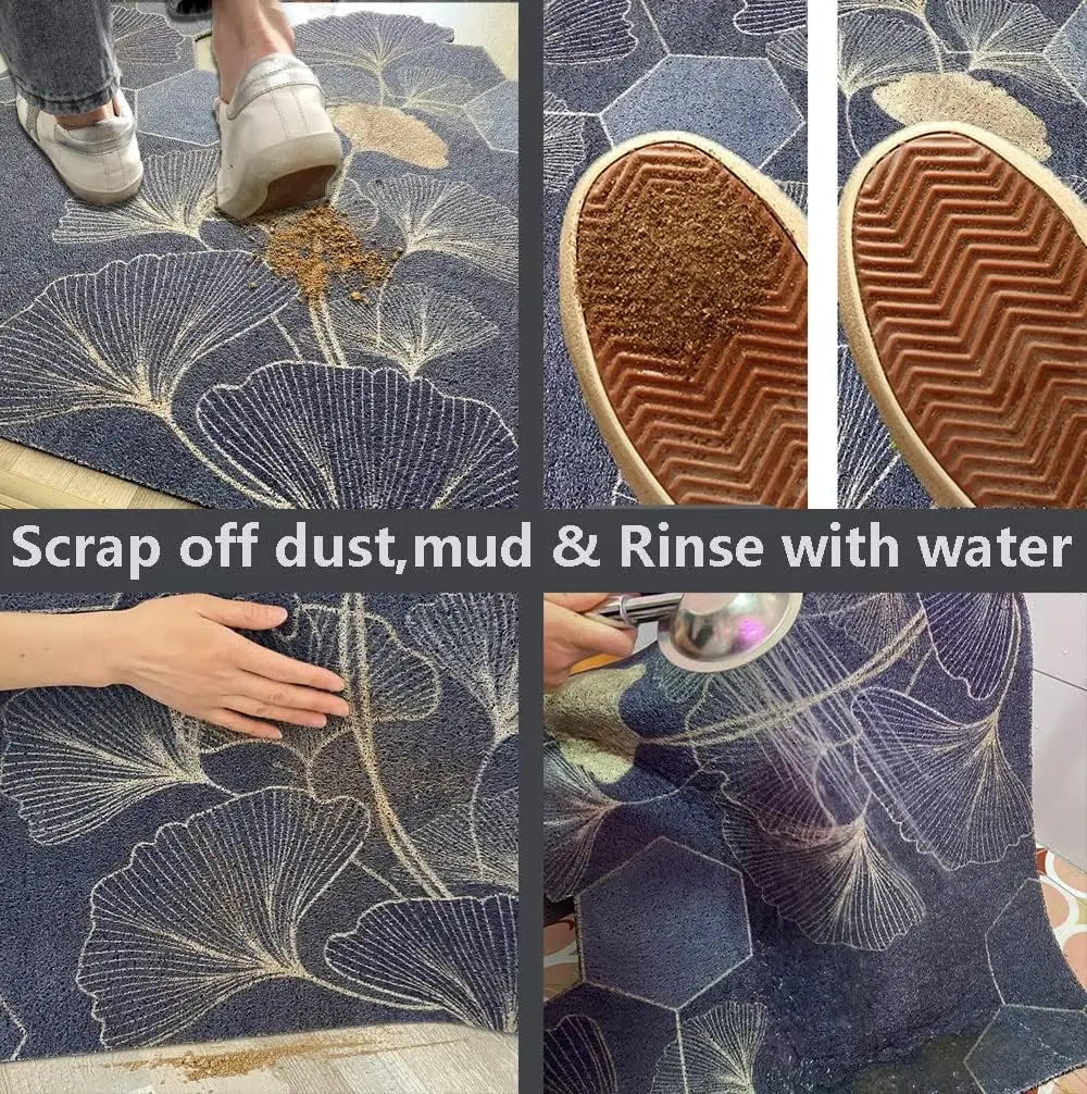 Obbty Rubber Washable Rug Non-slip Hallway Carpet Doormat Wave Sun Waterproof Easy Clean Carpet Entryway Resist Dirt Trapper Rug Mats