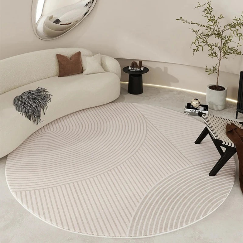 Obbty Nordic Style Living Room Large Area Carpet Round Bedroom Bedside Carpet Minimalist Home Decoration Rug Easy Care Balcony Rugs IG