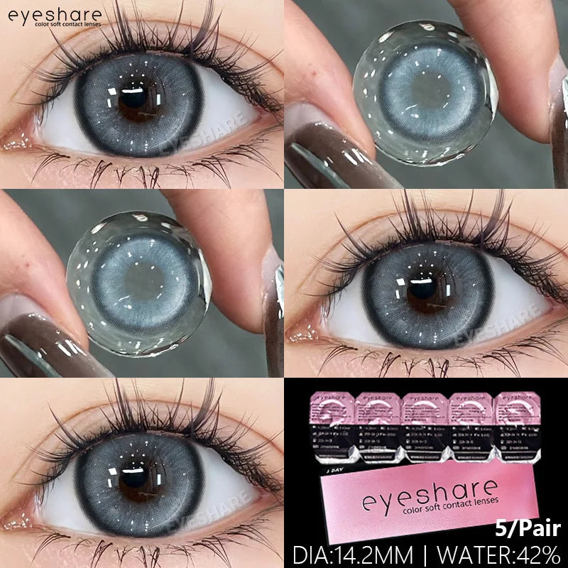 Obbty 1 Day Lens Color Contact Lenses for Eyes 5 Pairs Daily Lens 42% High Water Content Comfortable to Wear Daily Disposable