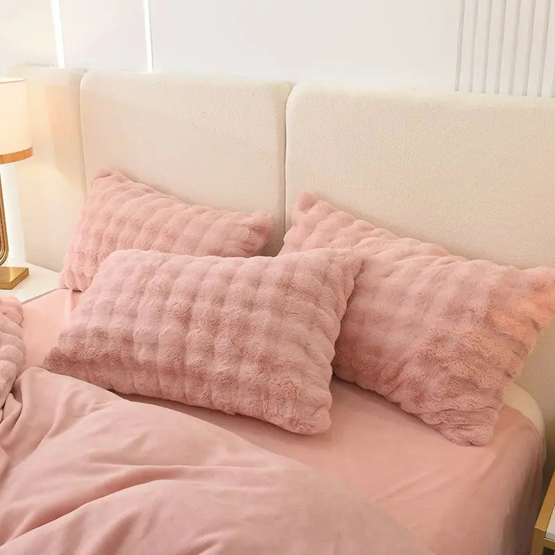 Obbty Winter Padded and Thickened A Pair of Pillowcases Home Textiles 48x74cm Solid Color High-grade 2 Pillow covers Home Decoration