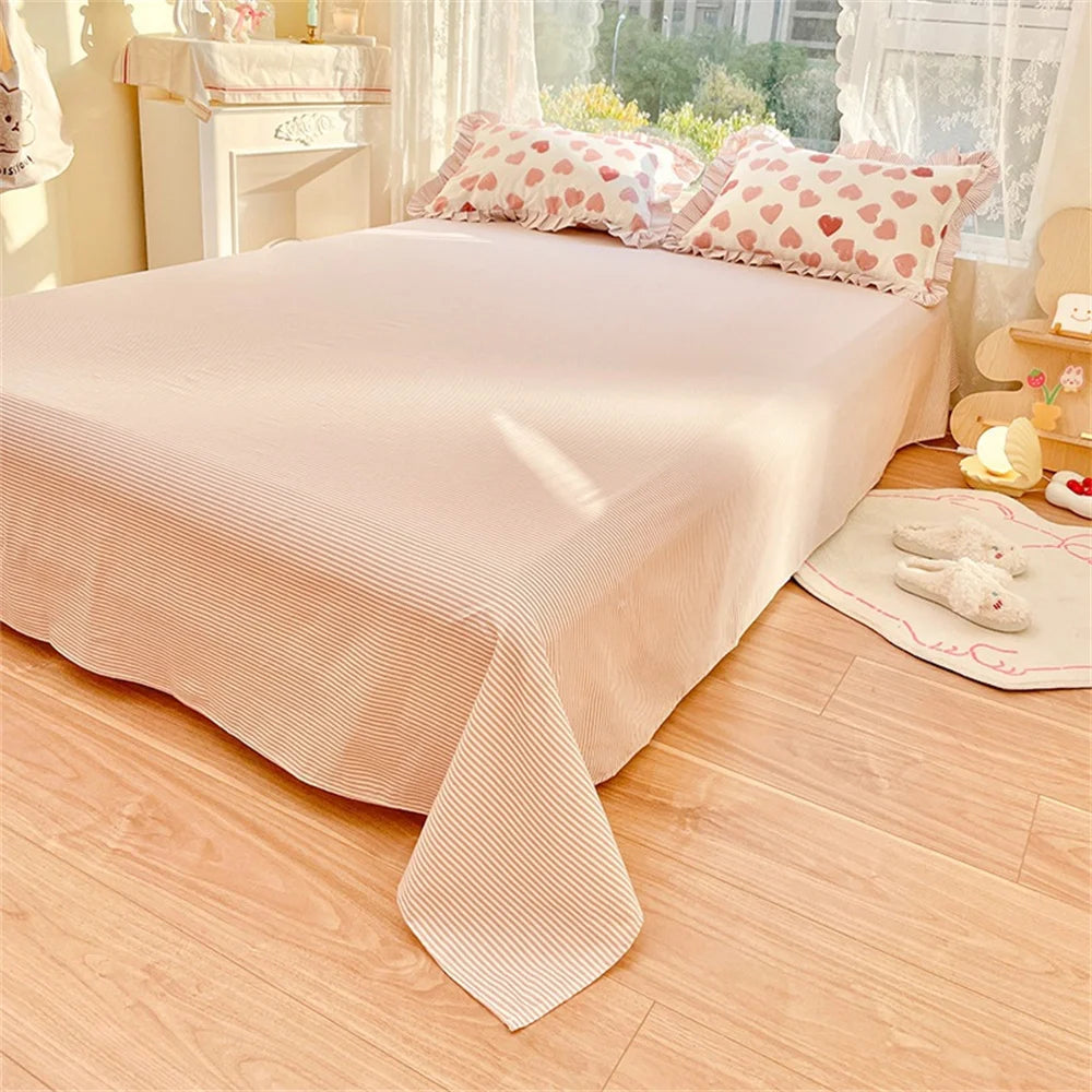 Obbty Bed Sheet Set Quilt Cover Pillowcase Four Piece Set Korean Style Cotton Edge Plant Printing Bedding Home Textiles