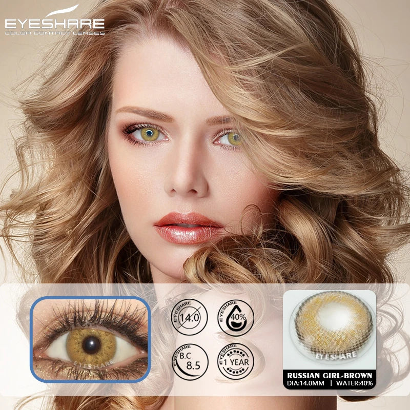 Obbty EYESHARE 2pcs Color Contact Lenses Natural Brown Contact Color Lenses For Eyes Blue Lenses Yearly Cosmetics Eyes contact lenses