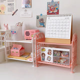 Obbty Desktop Stationery Rack Storage Holder Multi-Functional Plastic Shelf Makeup Organizer Office Dormitory Desk Organizer Shelf