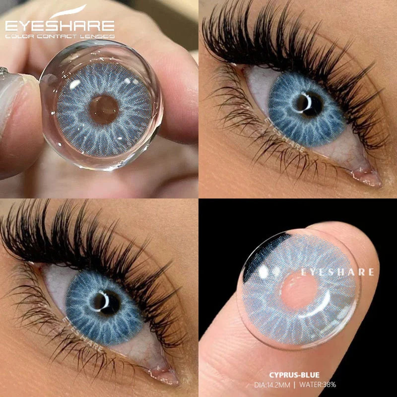 Obbty 2pcs Natural Colored Contact Lens for Eyes Gray Pupils Lens Blue Eye Contacts Yearly Beauty Makeup Green Eye Contacts