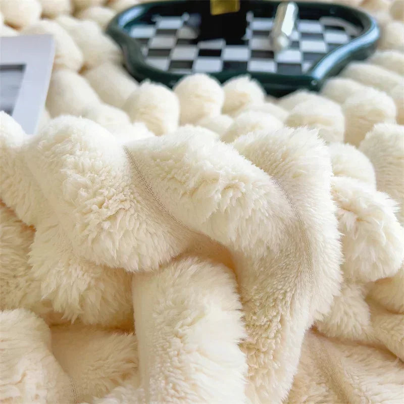 Obbty New Imitation Rabbit Velvet Autumn Warm Blankets for Beds Soft Fluffy Coral Fleece Throw Blankets for Sofa Warmth Bed Sheets