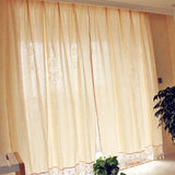 Obbty French Solid Cotton Linen Retro Hollow Curtain Handmade Crochet Bottom Stitching Blackout Window Curtain for Living Room