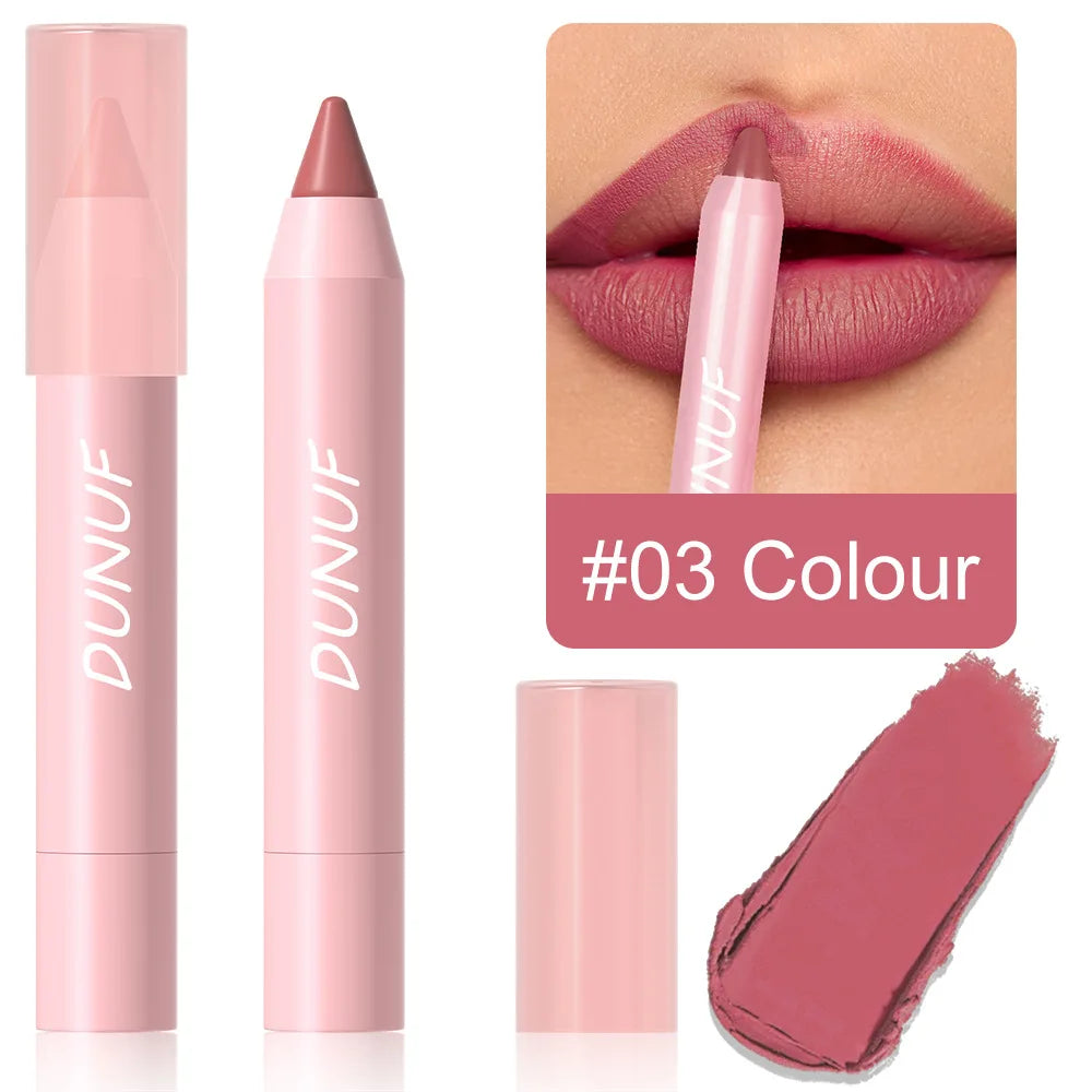 Obbty 18-Colors Lipstick Pencil Waterproof Sexy Red Matte Contour Tint Lipstick Lasting Non-stick Cup Lipliner Pen Lip Makeup Cosmetic